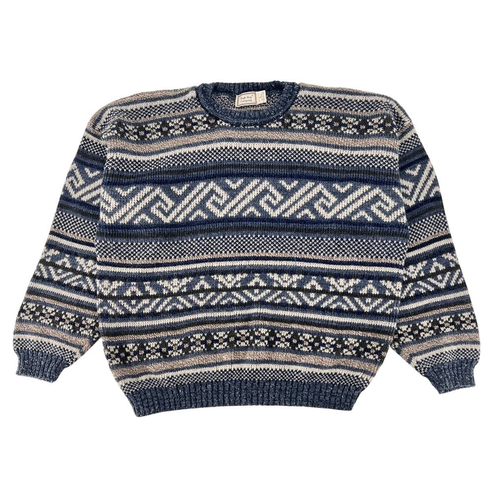 Vintage Bugle Boy Sweater Fair Isle Abstract Geometric Pattern 90s 1990s XL